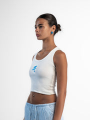 Stitched White Tank Top